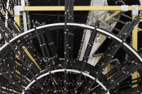 <p>Detail, <em>Recess and Incline (Basel, CH)</em>, 2023, Steel, powder coating, aluminum joints, Christmas lights, dimensions variable  Image: Gina Folly</p>