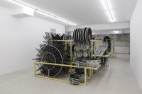 <p><em>Recess and Incline (Basel, CH)</em>, 2023, Steel, powder coating, aluminum joints, Christmas lights, dimensions variable <br />
Image: Gina Folly</p>