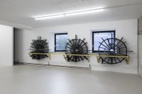 <ul>
<li>Recess and Incline (Basel, CH)*, 2023, Steel, powder coating, aluminum joints, Christmas lights, dimensions variable <br />
Image: Gina Folly</li>
</ul>
