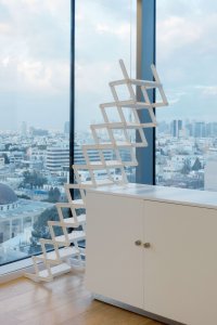 <p><em>You can catch Maria on the stairs</em>, 2018<br />
Powder-coated aluminum, 37.5 - 300 × 52 × 46 cm<br />
<em>The Untold Compromise</em>, 2019<br />
Ventilator, Tel-Aviv</p>